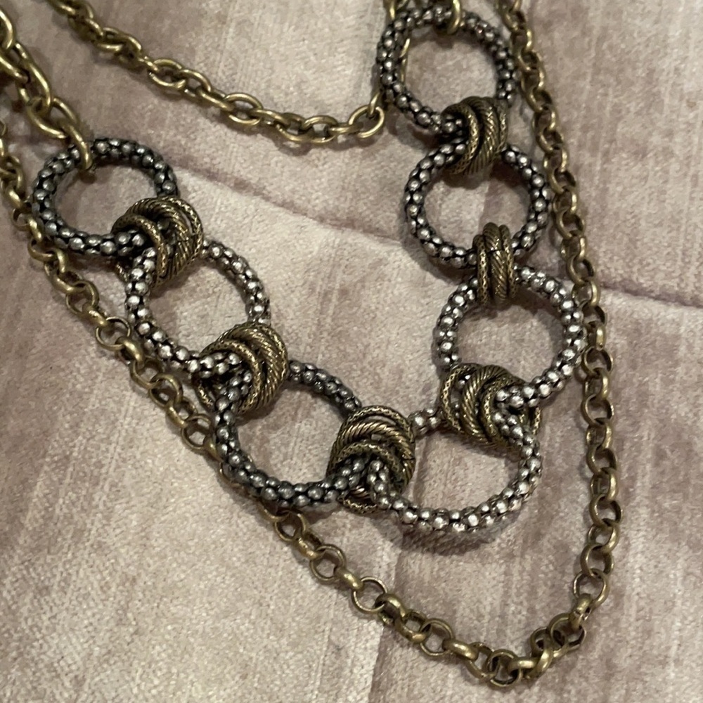 KIAM Family Boho 3 Layer Textured Metal Necklace